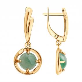 Серьги из золочёного серебра SOKOLOV с жадеитом 83020498 83020498 фото