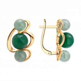 Серьги из золочёного серебра SOKOLOV с жадеитом 83020503 83020503 фото