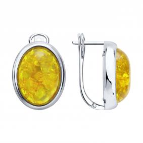 Серебряные серьги SOKOLOV 83020523 с янтарём 83020523 фото