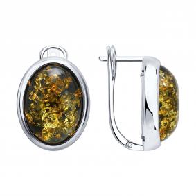 Серебряные серьги SOKOLOV 83020524 с янтарём 83020524 фото