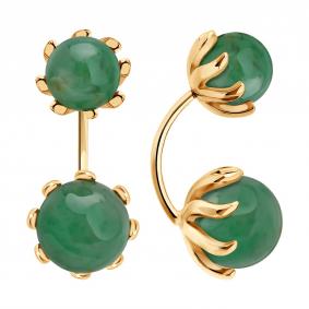 Серьги из золочёного серебра SOKOLOV с жадеитом 83020529 83020529 фото