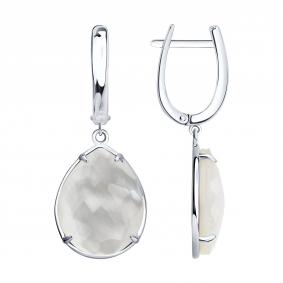 Серебряные серьги SOKOLOV 83020555 с перламутром и ювелирным кристаллом 83020555 фото