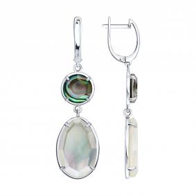 Серебряные серьги SOKOLOV 83020566 с перламутром и ювелирным кристаллом 83020566 фото