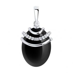 Серебряная подвеска SOKOLOV 83030037 с фианитом и агатом 83030037 фото