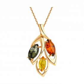 Подвеска из золочёного серебра SOKOLOV 83030356 с янтарём 83030356 фото