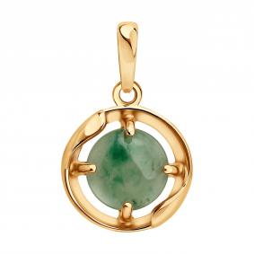 Подвеска из золочёного серебра SOKOLOV с жадеитом 83030360 83030360 фото