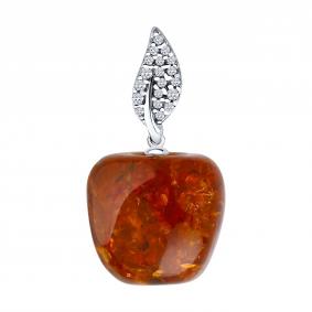 Серебряная подвеска SOKOLOV 83030371 с фианитом и янтарём 83030371 фото
