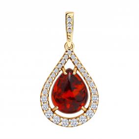 Серебряная подвеска SOKOLOV 83030374 с фианитом и янтарём 83030374 фото
