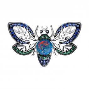 83040004-91: Брошь из серебра с опалом и фианитами 83040004-91 фото