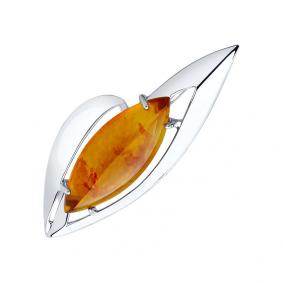 Серебряная брошь SOKOLOV 83040014 с янтарём 83040014 фото
