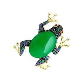 Брошь из лимонного серебра SOKOLOV 83040023 с фианитом, кварцем и рубиновым корундом 83040023 фото