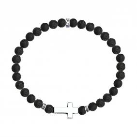 Серебряный браслет-крест с вулканической лавой 83050031-91 83050031-91 фото