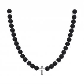 Серебряное колье-крест SOKOLOV с вулканической лавой 83070072 83070072 фото