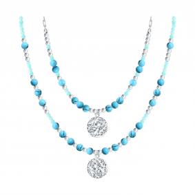 Серебряное колье SOKOLOV 83070075 с бирюзой и амазонитом 83070075 фото
