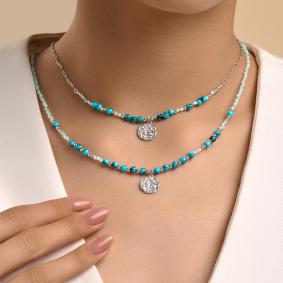 Серебряное колье SOKOLOV 83070075 с бирюзой и амазонитом 83070075 фото