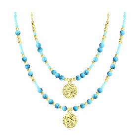 Колье из лимонного серебра SOKOLOV 83070076 с бирюзой и амазонитом 83070076 фото