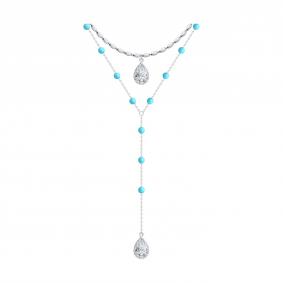 Серебряное колье SOKOLOV 83070083 с фианитом и бирюзой 83070083 фото