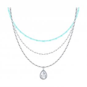 Серебряное колье SOKOLOV 83070084 с фианитом и амазонитом 83070084 фото