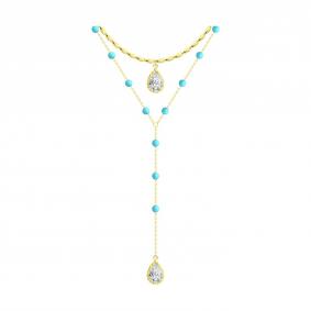 Колье из лимонного серебра SOKOLOV 83070093 с фианитом и бирюзой 83070093 фото