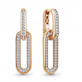 Золотые серьги-трансформеры AQUAMARINE с выращенным бриллиантом 840014к 840014к фото