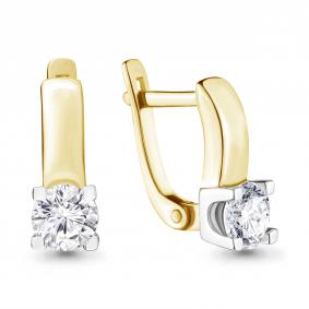 Серьги из лимонного золота AQUAMARINE 840052ж с бриллиантом выращенным 840052ж фото