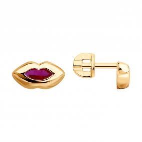 Серьги из золочёного серебра SOKOLOV 84020043 с рубиновым корундом 84020043 фото