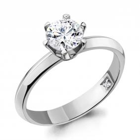 Кольцо из белого золота AQUAMARINE 860086 с бриллиантом выращенным 860086 фото