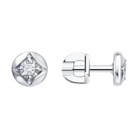 Серебряные серьги SOKOLOV 86020012 с бриллиантом выращенным 86020012 фото