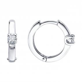 Серебряные серьги SOKOLOV 86020013 с бриллиантом выращенным 86020013 фото
