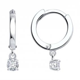 Серебряные серьги SOKOLOV 86020014 с бриллиантом выращенным 86020014 фото