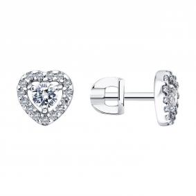 Серебряные серьги SOKOLOV 86020015 с бриллиантом выращенным 86020015 фото