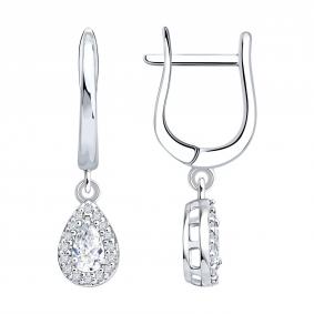 Серебряные серьги SOKOLOV 86020016 с бриллиантом выращенным 86020016 фото
