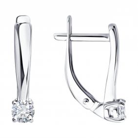 Серебряные серьги SOKOLOV 86020017 с бриллиантом выращенным 86020017 фото