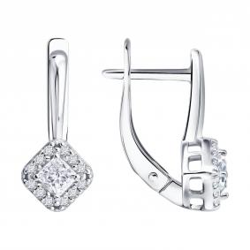 Серебряные серьги SOKOLOV 86020018 с бриллиантом выращенным 86020018 фото