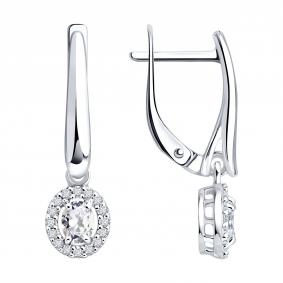 Серебряные серьги SOKOLOV 86020020 с бриллиантом выращенным 86020020 фото