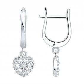 Серебряные серьги SOKOLOV 86020022 с бриллиантом выращенным 86020022 фото