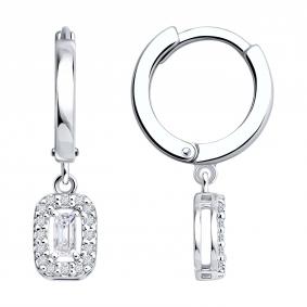 Серебряные серьги SOKOLOV 86020023 с бриллиантом выращенным 86020023 фото