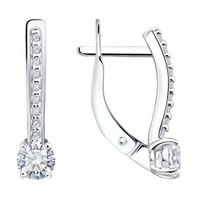 Серебряные серьги SOKOLOV 86020024 с бриллиантом выращенным 86020024 фото