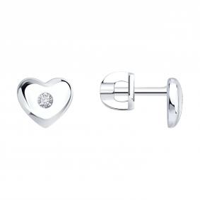 Серебряные серьги SOKOLOV 86020025 с бриллиантом выращенным 86020025 фото