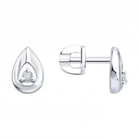 Серебряные серьги SOKOLOV 86020026 с бриллиантом выращенным 86020026 фото