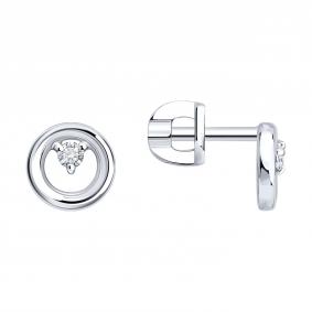 Серебряные серьги SOKOLOV 86020027 с бриллиантом выращенным 86020027 фото