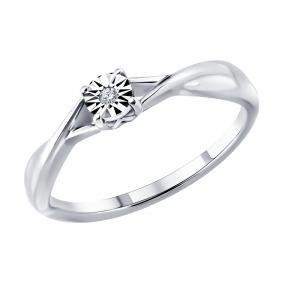 Серебряное кольцо SOKOLOV 87010102 с бриллиантом 87010102 фото