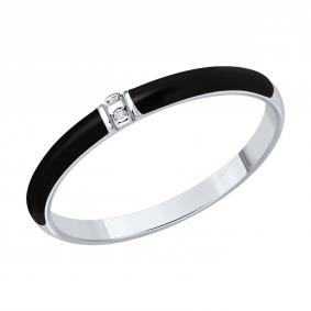 Серебряное кольцо SOKOLOV 87010103 с бриллиантом и эмалью 87010103 фото