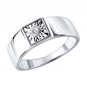 Серебряное кольцо SOKOLOV 87010106 с бриллиантом 87010106 фото