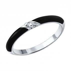 Серебряное кольцо SOKOLOV 87010108 с бриллиантом и эмалью 87010108 фото