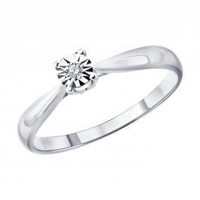 Серебряное кольцо SOKOLOV 87010112 с бриллиантом 87010112 фото