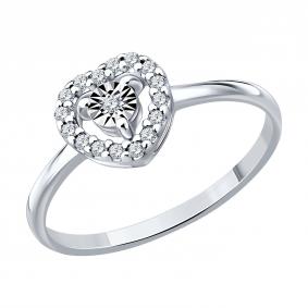 Серебряное кольцо SOKOLOV 87010118 с фианитом и бриллиантом 87010118 фото