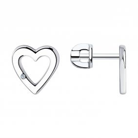 Серебряные серьги SOKOLOV 87020034 с бриллиантом 87020034 фото