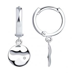 Серебряные серьги SOKOLOV 87020090 с бриллиантом 87020090 фото