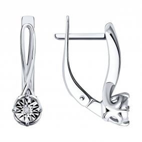 Серебряные серьги SOKOLOV 87020105 с бриллиантом 87020105 фото